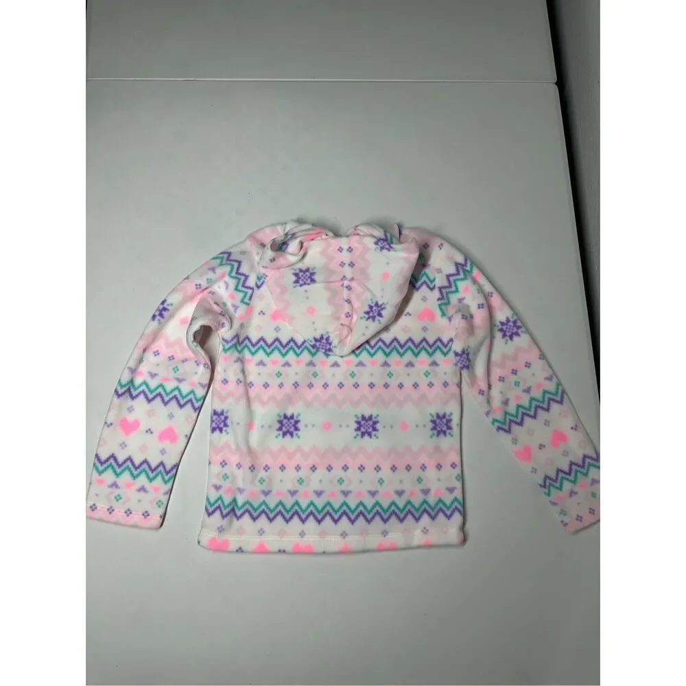 NWT The Children's Place Girl Fleece Hooded Pullover Patterned Fairsile Size S